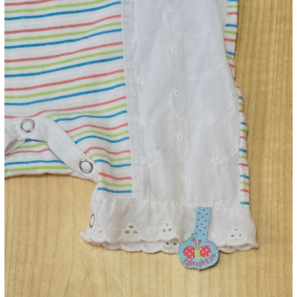 Naartjie Baby Girls Multi Color Striped Eyelet Lace‎ Romper 3-6 Months